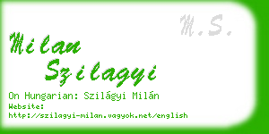 milan szilagyi business card