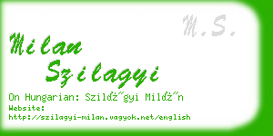 milan szilagyi business card